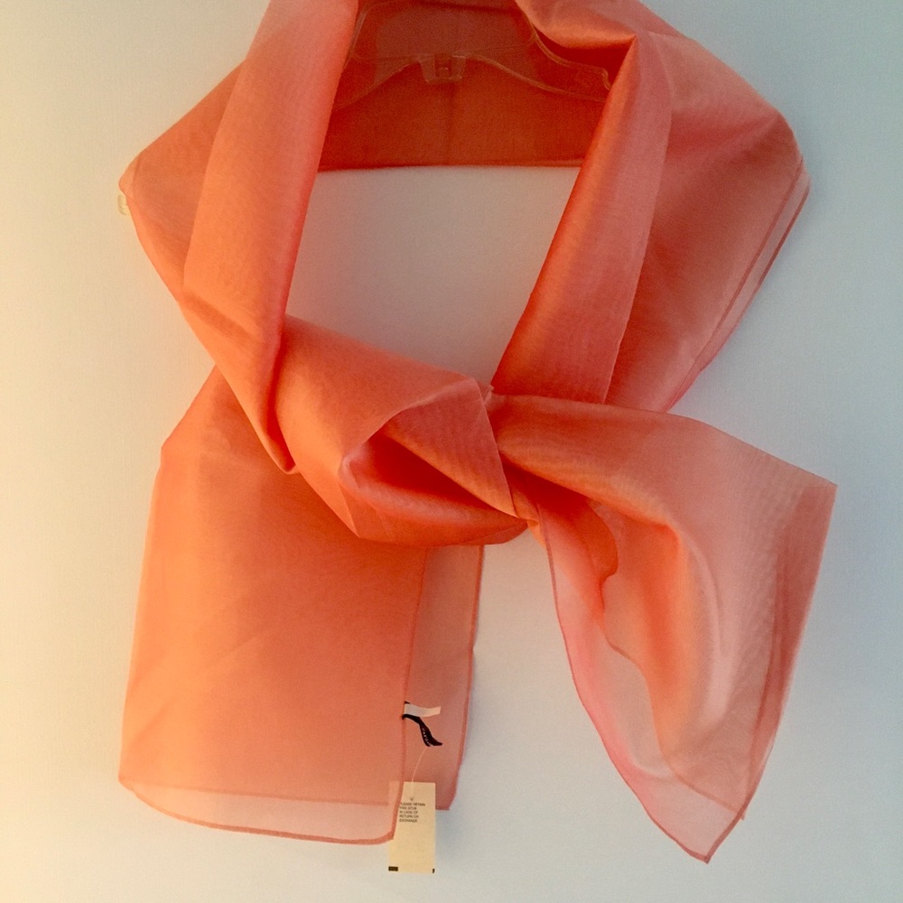 NWT: Ann Taylor sheer silk organza wrap/scarf in peach blush. 74”x17” $50 OBO